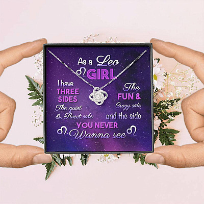 As a Leo Girl I Have Three Sides the Quite and The Sweet Side Love Knot Pendant Necklace