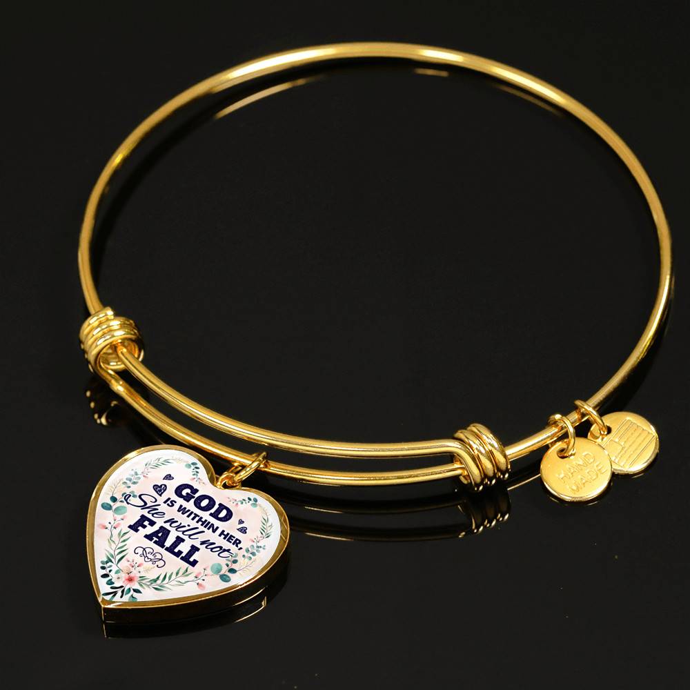 God is Within Her She Will Not Fall Heart Pendant Necklace