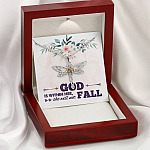 God is Within Her She Will Not Fall Dragonfly Pendant Necklace