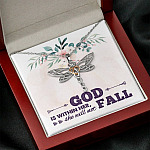 God is Within Her She Will Not Fall Dragonfly Pendant Necklace