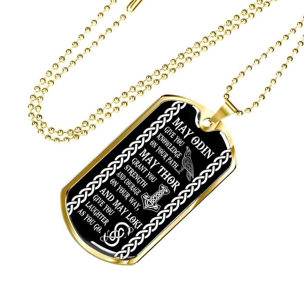 May Odin Give Me Knowledge On My Path Dog Tag Pendant Necklace - Nordic Vikings Necklace - Viking Gifts