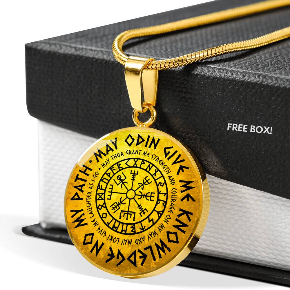 May Odin Give Me Knowledge On My Path Circle Pendant Necklace - Nordic Vikings Necklace - Viking Gifts