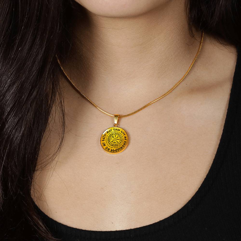 May Odin Give Me Knowledge On My Path Circle Pendant Necklace - Nordic Vikings Necklace - Viking Gifts