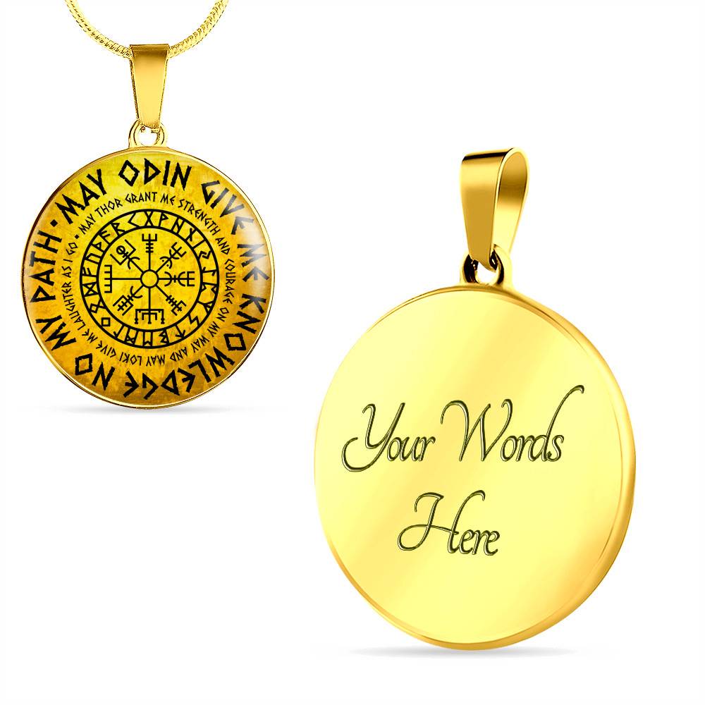 May Odin Give Me Knowledge On My Path Circle Pendant Necklace - Nordic Vikings Necklace - Viking Gifts