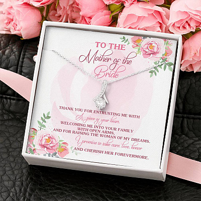 To The Mother Of The Bride Thank You For Entrusting Me Alluring Beauty Necklace - Mother in Law Wedding Gift