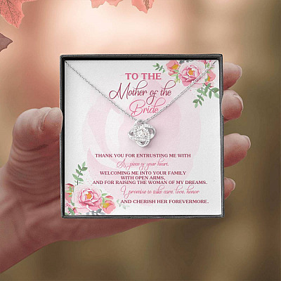 To The Mother Of The Bride Thank You For Entrusting Me Love Knot Necklace - Mother In Law Gifts From Groom