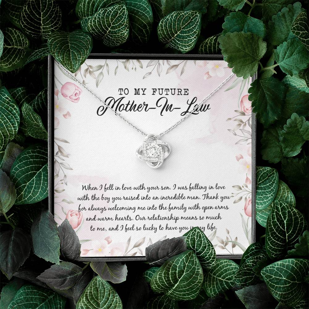 To My Future Mother In Law I Feel So Lucky To Have You In My Life Love Knot Necklace - Mother-In-Law Gifts