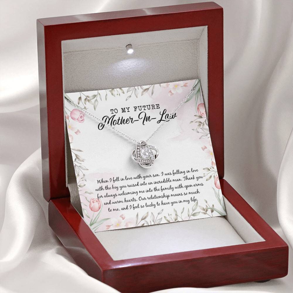 To My Future Mother In Law I Feel So Lucky To Have You In My Life Love Knot Necklace - Mother-In-Law Gifts