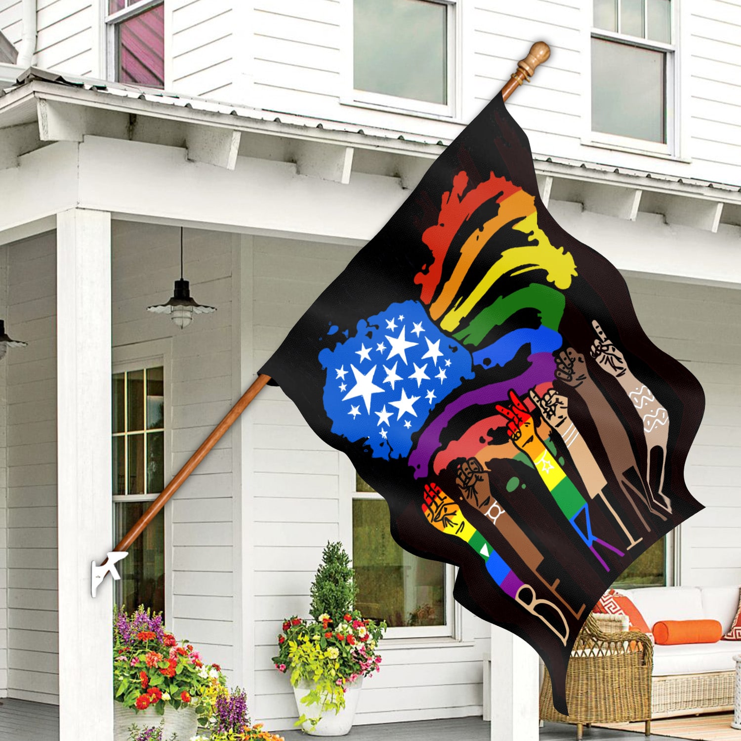 4KT. LGBT Be Kind Pride (6) House Flag Mockup 7