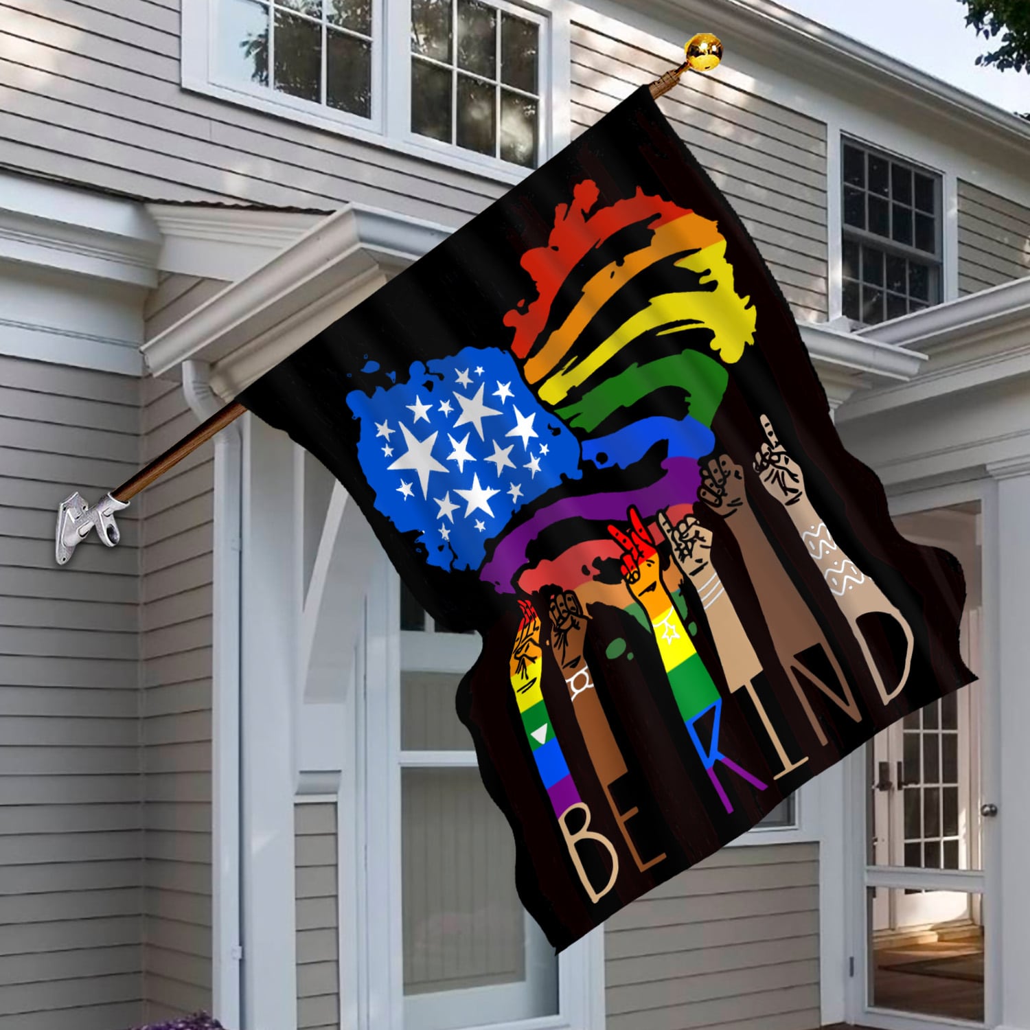 4KT. LGBT Be Kind Pride (6) House Flag Mockup 6