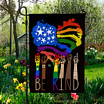 4KT. LGBT Be Kind Pride (6) Garden Flag Mockup 5