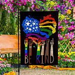 4KT. LGBT Be Kind Pride (6) Garden Flag Mockup 4