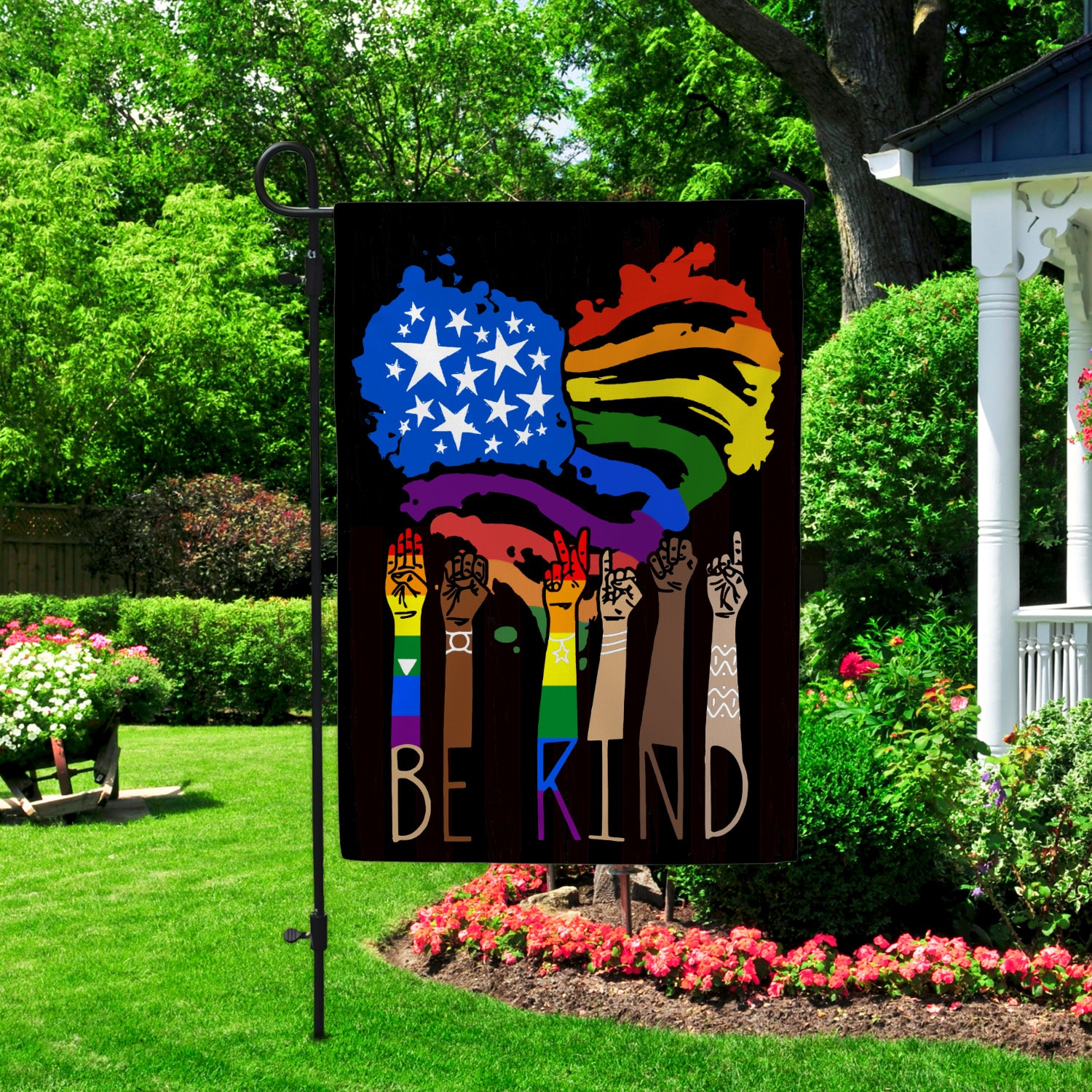 4KT. LGBT Be Kind Pride (6) Garden Flag Mockup 2