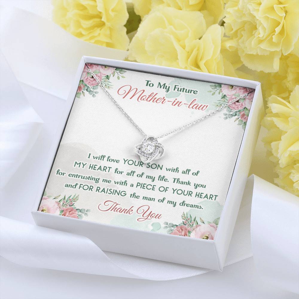 To My Future Mother In Law I Will Love Your Son With All Of My Heart Love Knot Necklace