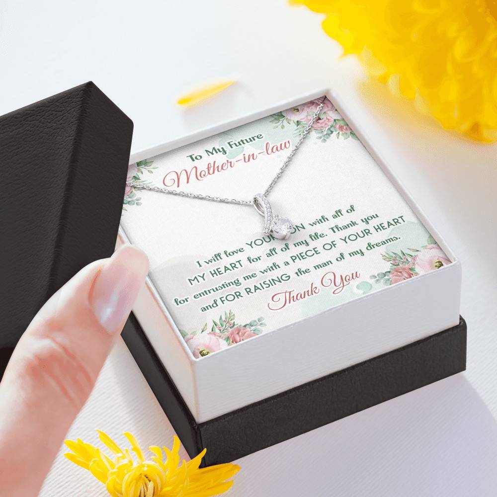 To My Future Mother In Law I Will Love Your Son With All Of My Heart Alluring Beauty Necklace