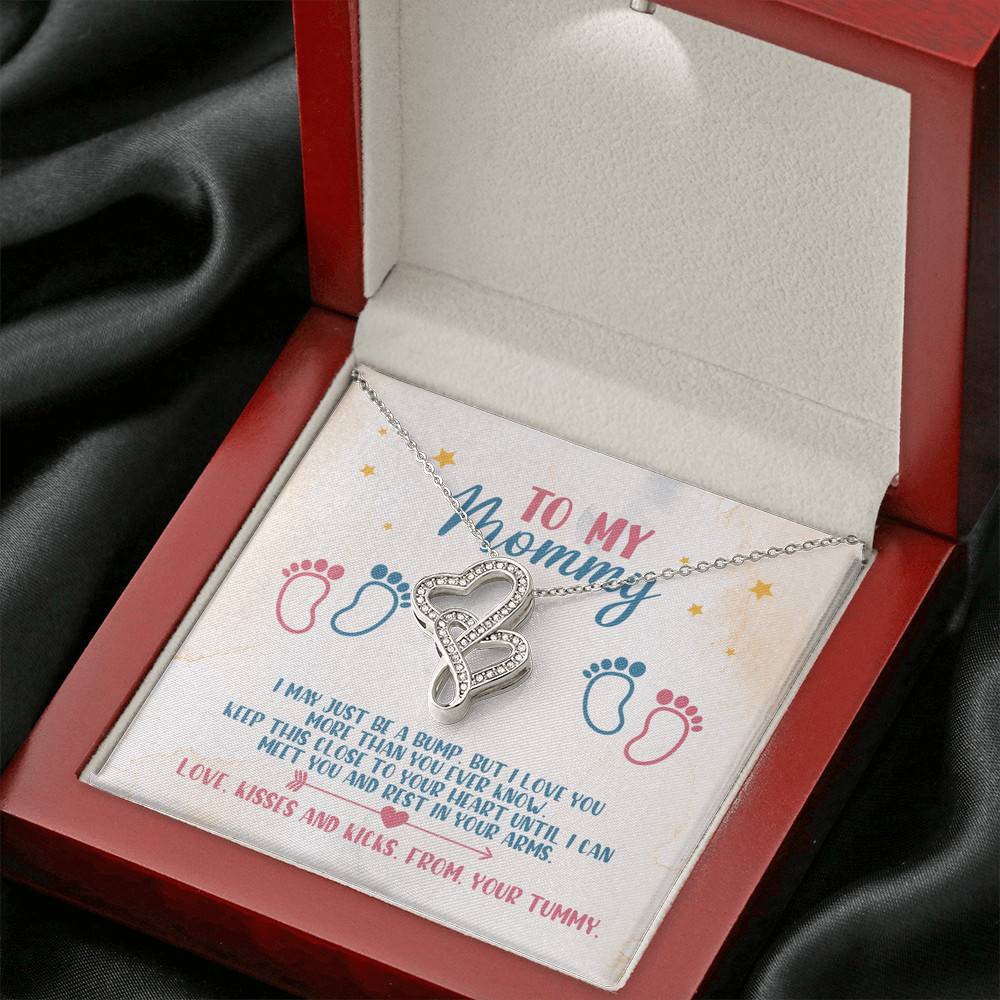 To My Mommy I May Just Be A Bump But I Love You More Than You Know Double Hearts Necklace - Baby Shower Gifts
