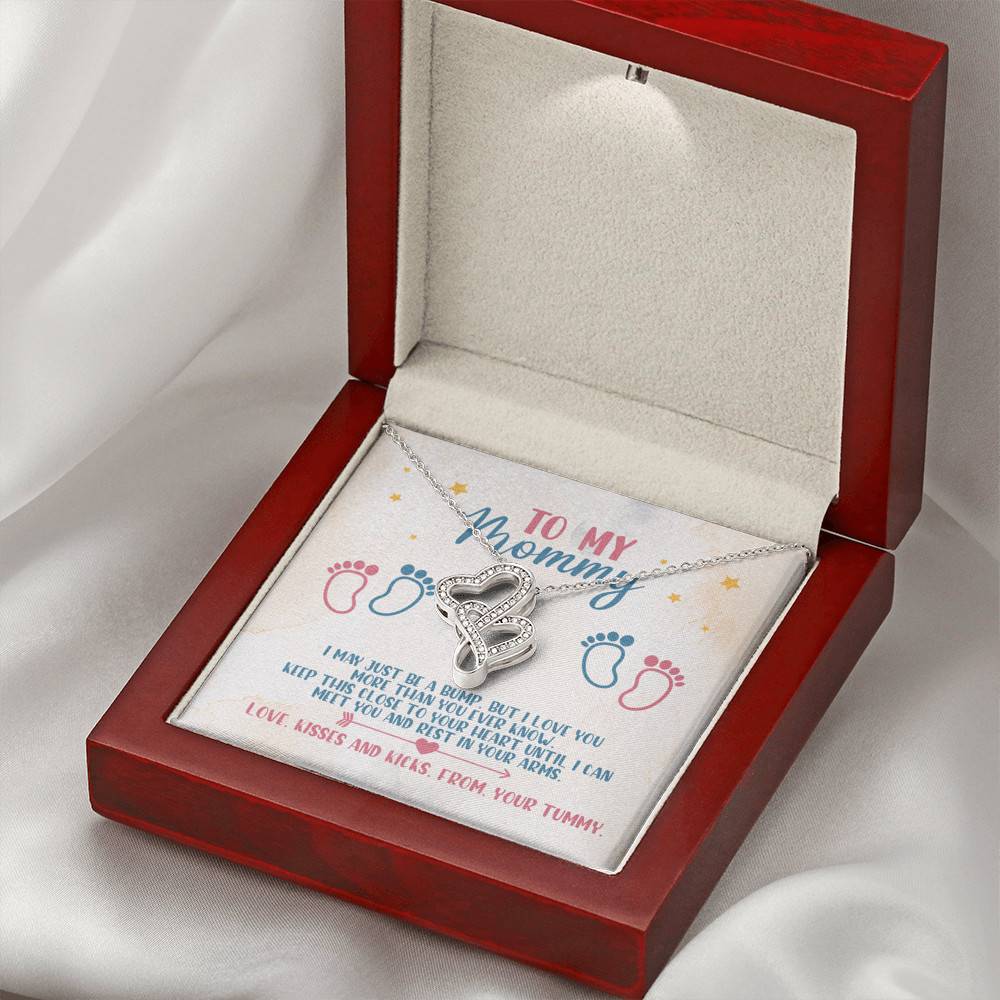 To My Mommy I May Just Be A Bump But I Love You More Than You Know Double Hearts Necklace - Baby Shower Gifts