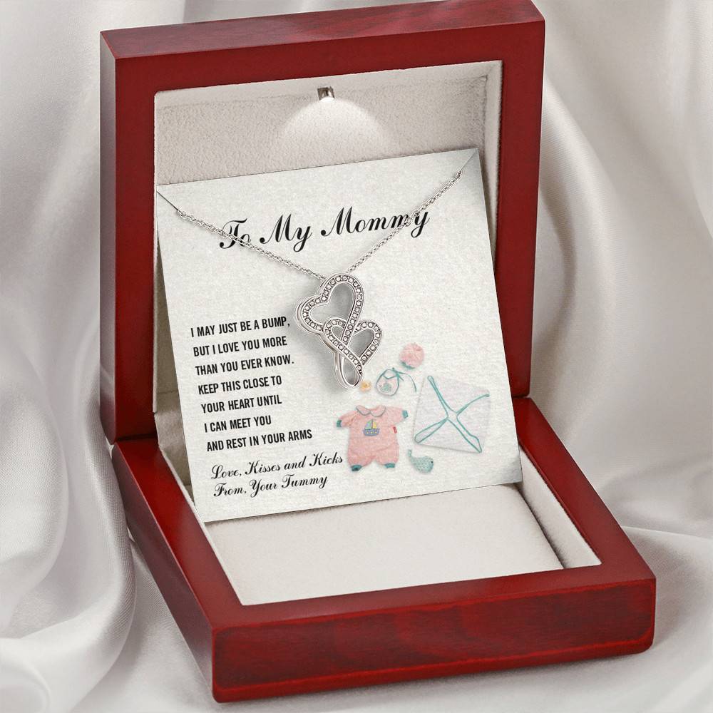 To My Mommy I May Just Be A Bump But I Love You More Than You Know Double Hearts Necklace - Pregnancy Gifts