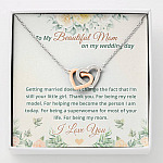 To My Beautiful Mom On My Wedding Day Interlocking Hearts Pendant Necklace - Mother Of The Bride Necklace - Interlocking Hearts Necklace