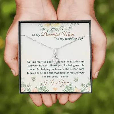To My Beautiful Mom On My Wedding Day Alluring Beauty Necklace - Mother Of The Bride Necklace