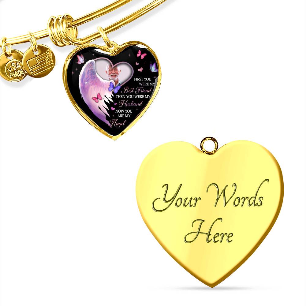 Custom Photo First You Were My Best Friend Then You Were My Husband Now You Are My Angel Heart Pendant Necklace Custom Photo First You Were My Best Friend Then You Were My Husband Now You Are My Angel Heart Pendant Necklace