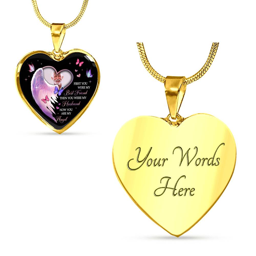Custom Photo First You Were My Best Friend Then You Were My Husband Now You Are My Angel Heart Pendant Necklace Custom Photo First You Were My Best Friend Then You Were My Husband Now You Are My Angel Heart Pendant Necklace