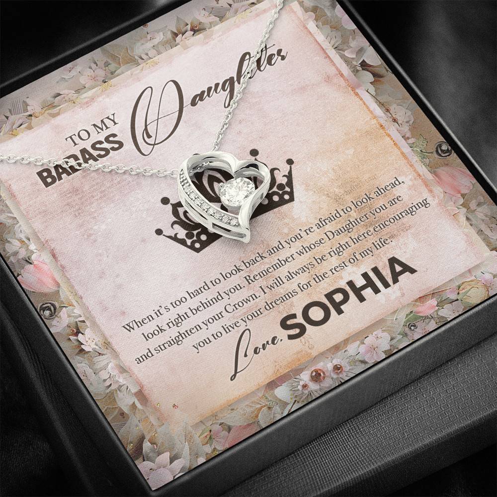 Personalized To My Badass Daughter Forever Love Pendant Necklace - Badass Daughter Necklace