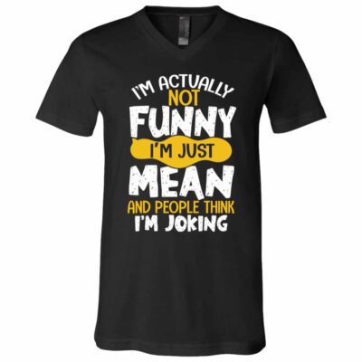 mean, Black, V-Neck T-Shirt