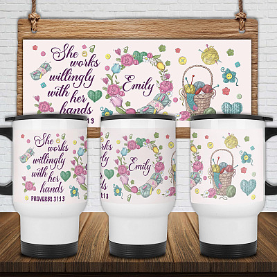 14 oz. White Travel Mug