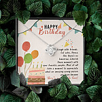 Happy Birthday Laugh With Friends Eat Cake There's So Much To Love Love Knot Necklace - Birthday Gift For Her