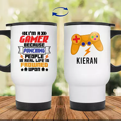 14 oz. White Travel Mug