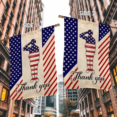 Alternative view of Memorial Day Thank You Veterans American Flag - Happy Veterans Day Flag
