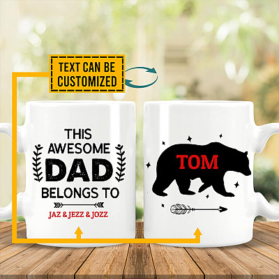 Personalized This Awesome Dad Belongs To Coffee Mug - Beer Stein - Water Bottle - Color Changing Mug