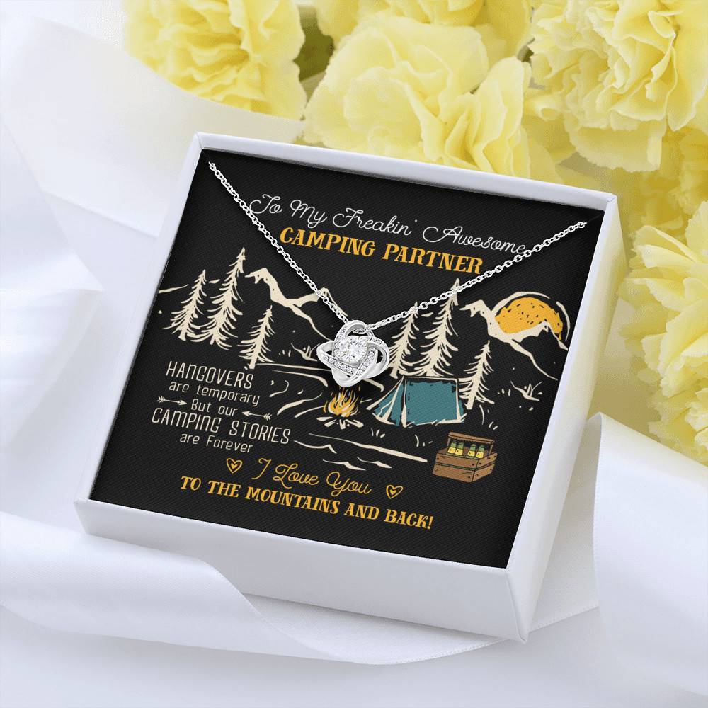 To My Freakin' Awesome Camping Partners Our Camping Stories Are Forever Love Knot Necklace - Camper Gifts