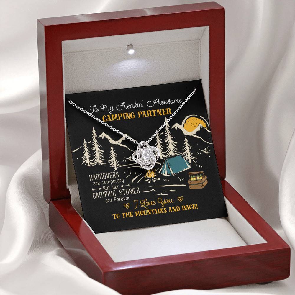 To My Freakin' Awesome Camping Partners Our Camping Stories Are Forever Love Knot Necklace - Camper Gifts