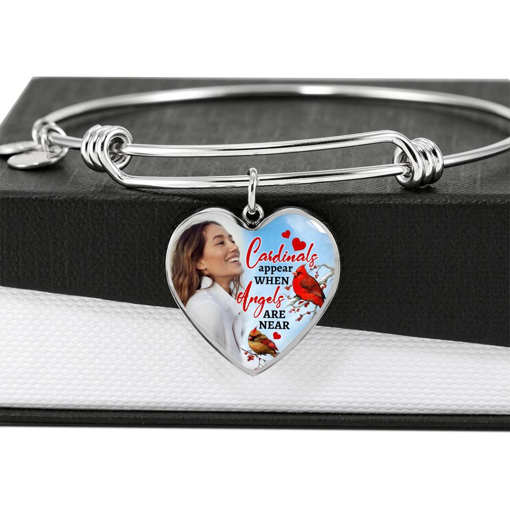 Personalized Photo Cardinals Appear When Angels Are Near Heart Pendant Necklace