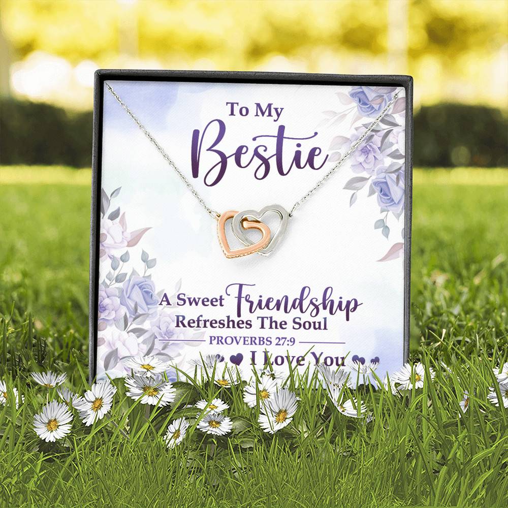 A Sweet Friendship Refreshes The Soul Gift For Christian Best Friend Interlocking Hearts Pendant Necklace