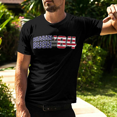 Alternative view of Reagan Bush '84 Republican T-Shirt - V-Neck Shirt