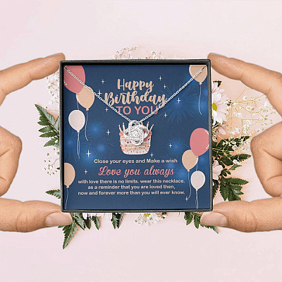Happy Birthday To You Close Your Eyes And Make A Wish Love Knot Necklace - Cute Birthday Gifts For Women