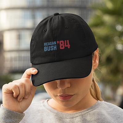Alternative view of Reagan Bush '84 Republican Twill Cap - Snapback Hat - Golf Lover Trucker Hat