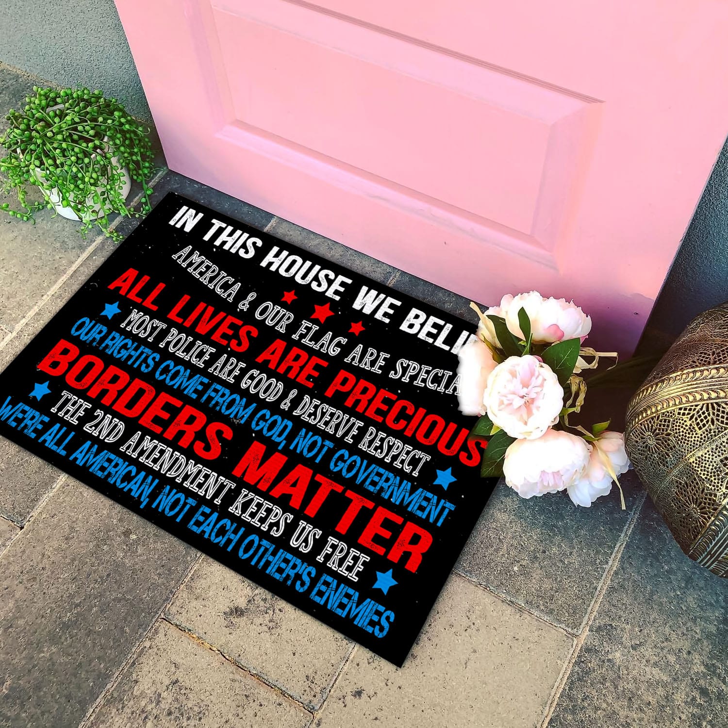 1BN. We Believe Doormat Doormat mockup 4