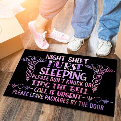 Night Shift Sleeping Please Don't Knock Or Call If Urgent Please Leave Packages By The Door Outdoor Doormat