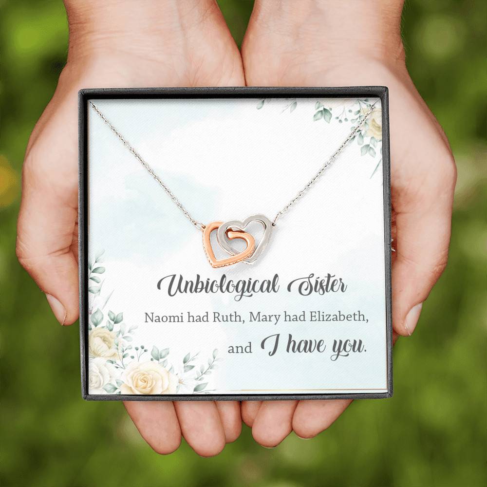 Unbiological Sister Naomi Had Ruth Mary Had Elizabeth And I Have You Interlocking Hearts Pendant Necklace