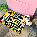 5VT. Warning Hippies Have Been Spotted Doormat mockup 4