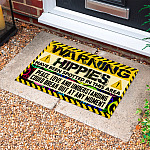 5VT. Warning Hippies Have Been Spotted Doormat mockup 10