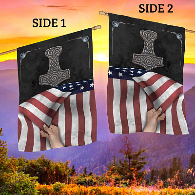 Alternative view of Viking Hammer American Decorative Garden Flag - House Flag - Viking American Flag