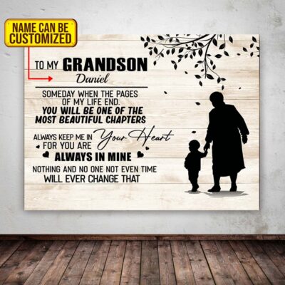 Alternative view of Personalized To My Grandson Someday You WiIl Be One Of The Most Beautiful Chapters Of My Life Framed Canvas