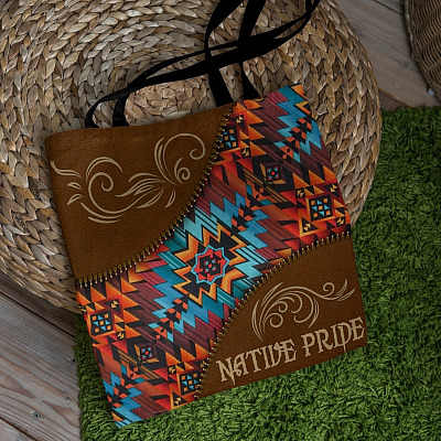 Alternative view of Native Pride Native American Indigenous All Over Print Tote Bag For Women - Tribal Aztec Pattern Shoulder Bag