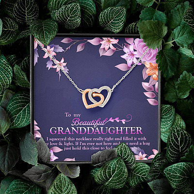 To My Beautiful Granddaughter I Squeezed This Necklace Really Tight Joined Interlocking Hearts Necklace