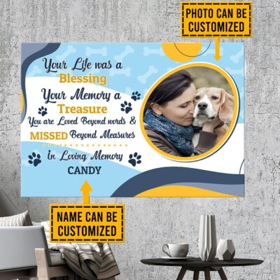 Alternative view of Personalized Photo Your Life Was A Blessing Your Memory A Treasure Dog Cat Memorial Canvas Prints - Unframed Poster